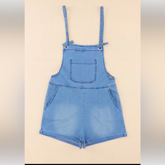 Boutique Brand Medium Wash Grommet Tie Straps Casual Denim Romper Overalls 💗 - Picture 7 of 9